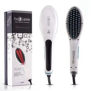 NEW Pro Cabello White Hair Straightening Brush with Tourmaline technology